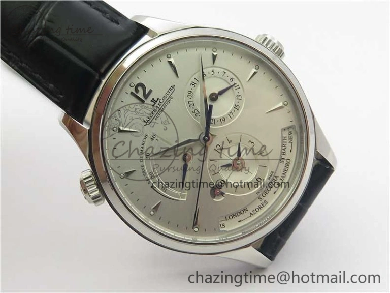 Master Geographic Real PR SS ZF 1:1 Best Edition White Dial on Black Leather Strap A Fashionable 7456