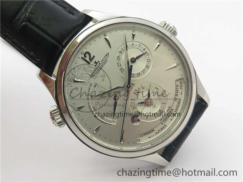 Master Geographic Real PR SS ZF 1:1 Best Edition White Dial on Black Leather Strap A Fashionable 7456