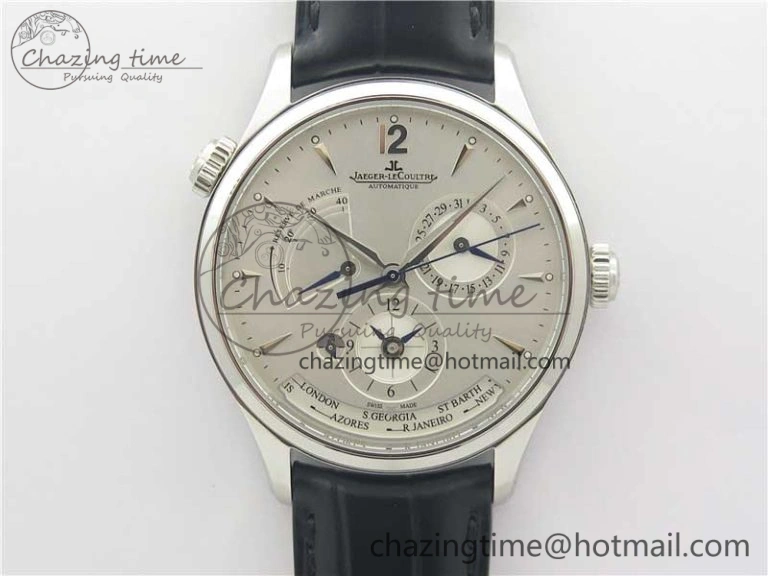 Master Geographic Real PR SS ZF 1:1 Best Edition White Dial on Black Leather Strap A Fashionable 7456