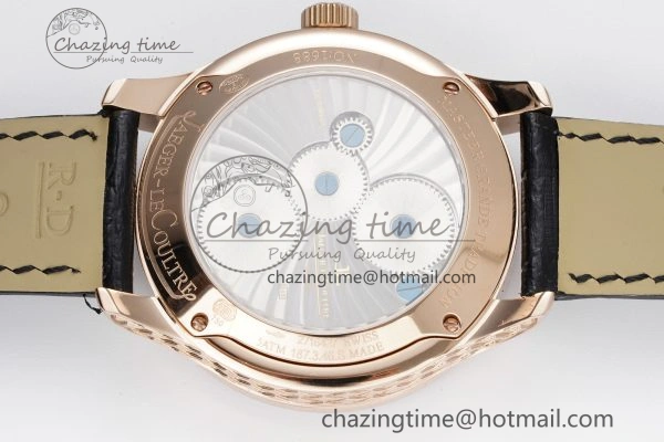 Durable Master Grande Tradition RG Blue Revolves Dial Diamonds Bezel on Black Leather Strap 7424