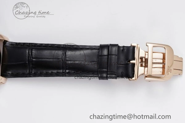 Durable Master Grande Tradition RG Blue Revolves Dial Diamonds Bezel on Black Leather Strap 7424