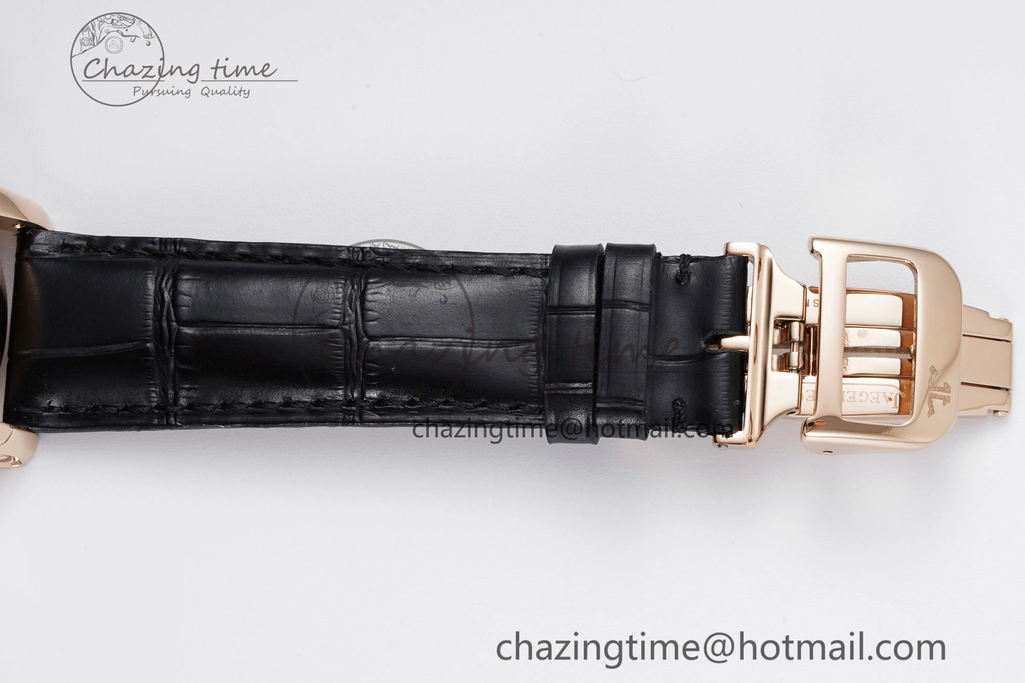 Durable Master Grande Tradition RG Blue Revolves Dial Diamonds Bezel on Black Leather Strap 7424