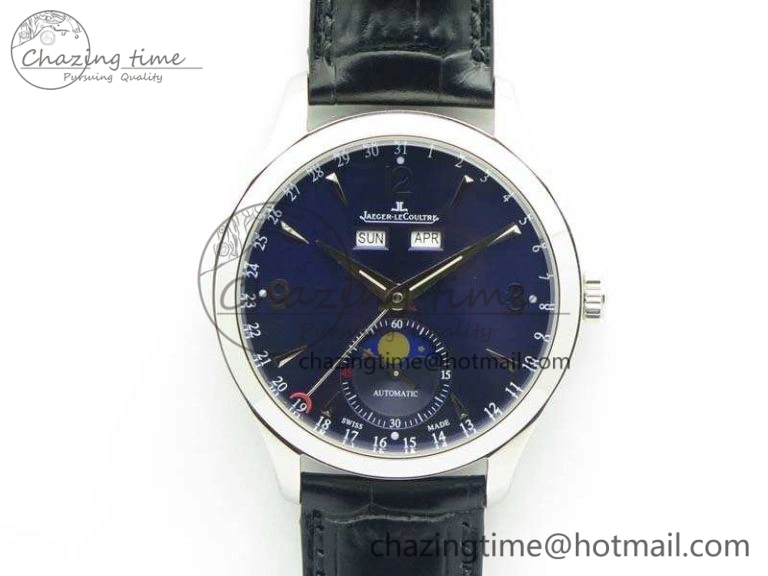 Durable Master Grande Tradition RG Blue Revolves Dial Diamonds Bezel on Black Leather Strap 7424