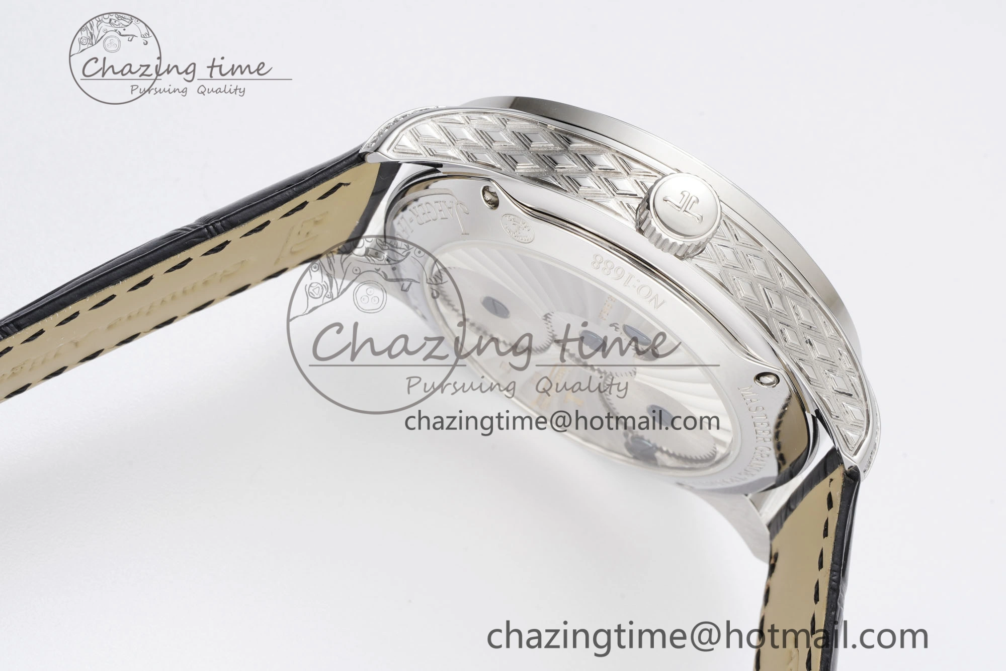 Colorful Master Grande Tradition SS Blue Revolves Dial Diamonds Bezel on Black Leather Strap 7423