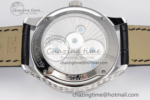 Colorful Master Grande Tradition SS Blue Revolves Dial Diamonds Bezel on Black Leather Strap 7423