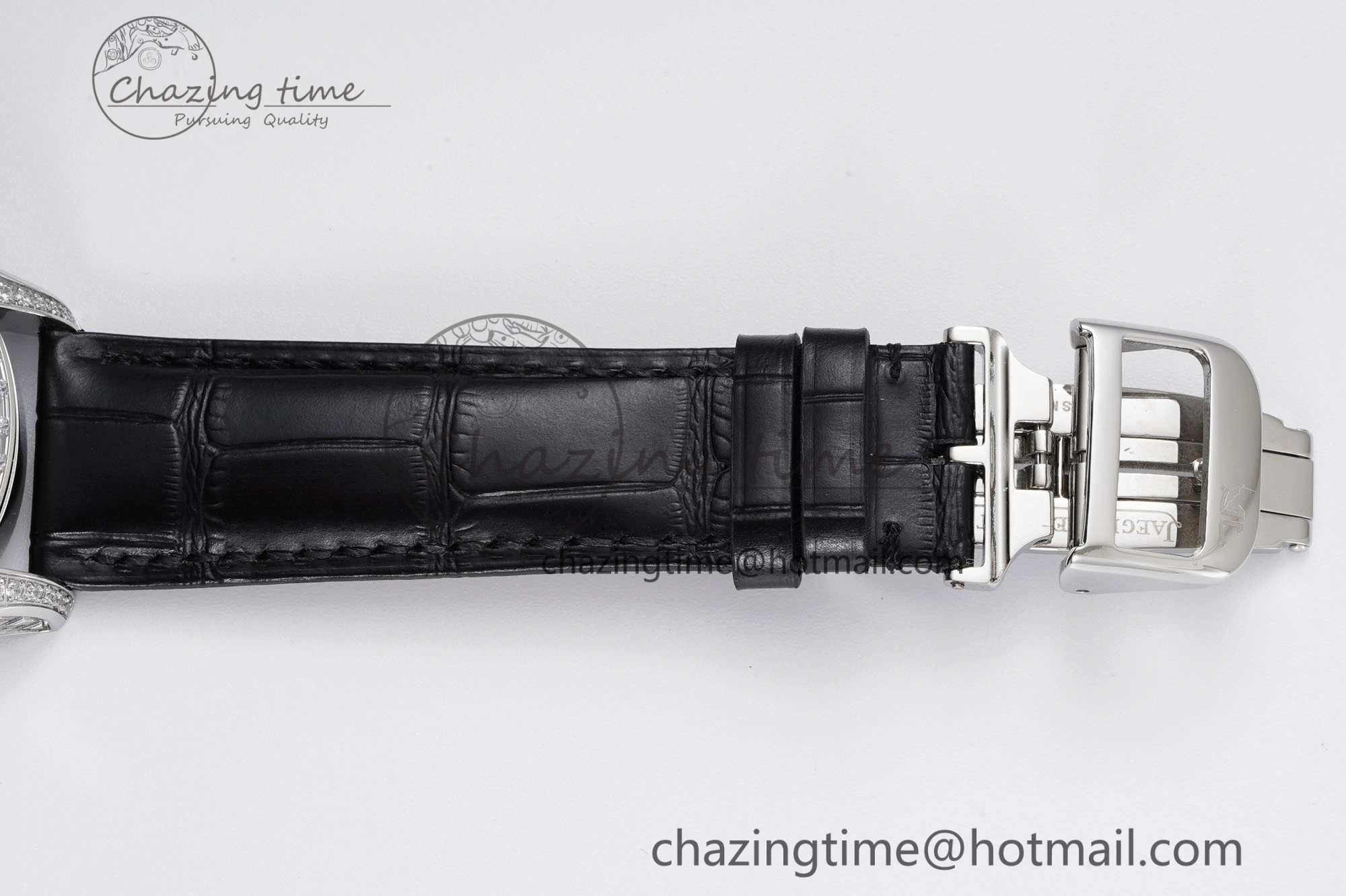 Colorful Master Grande Tradition SS Blue Revolves Dial Diamonds Bezel on Black Leather Strap 7423