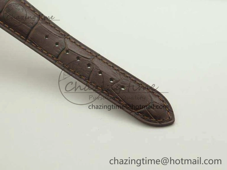 Master Grande Ultra Thin 1548420 RG ZF 1:1 Best Edition White Dial On Brown Leather Strap A Unisex 7480