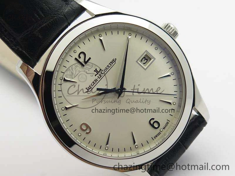 Master Grande Ultra Thin 1548420 SS ZF 1:1 Best Edition White Dial On Black Leather Strap A RelaxedFit 7495