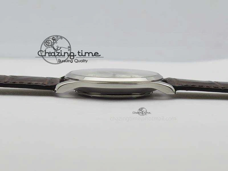 Neat Master Grande Ultra Thin Small Second SS ZF 1:1 Best Edition White Dial On Brown Leather Strap A 7507