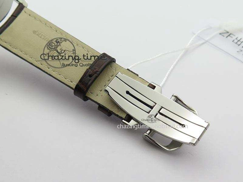 Neat Master Grande Ultra Thin Small Second SS ZF 1:1 Best Edition White Dial On Brown Leather Strap A 7507