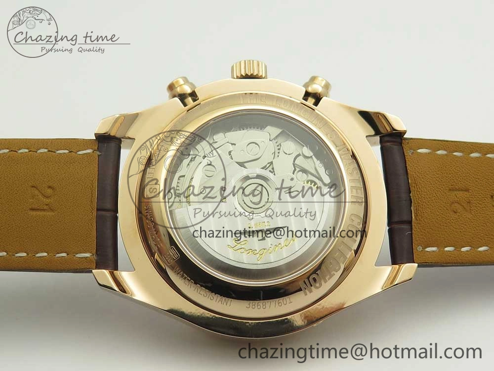 Master Moonphase Chronograph RG GSF 1:1 Best Edition White Dial on Brown Leather Strap A GoodFit 7589