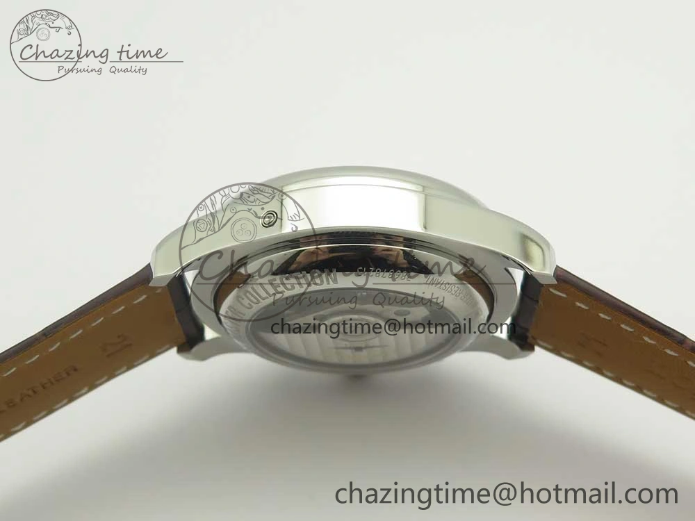 Master Moonphase Chronograph SS GSF 1:1 Best Edition White Dial on Brown Leather Strap A RelaxedFit 7583
