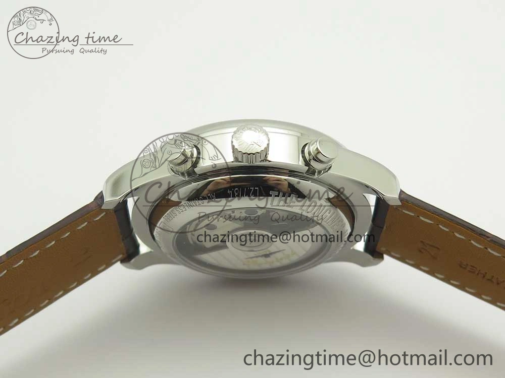 Master Moonphase Chronograph SS GSF 1:1 Best Edition White Dial on Brown Leather Strap A RelaxedFit 7583