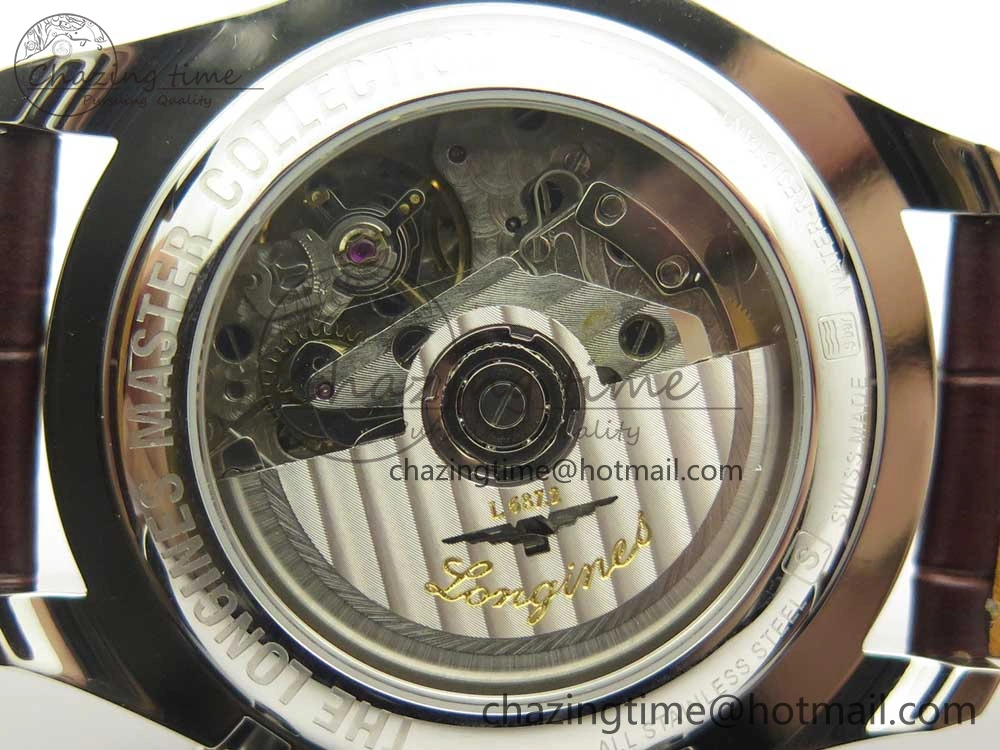 Master Moonphase Chronograph SS GSF 1:1 Best Edition White Dial on Brown Leather Strap A RelaxedFit 7583