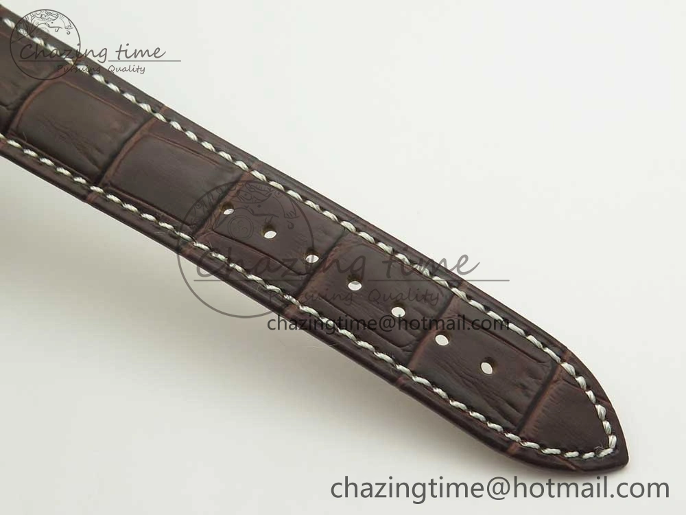 Master Moonphase Chronograph SS GSF 1:1 Best Edition White Dial on Brown Leather Strap A RelaxedFit 7583