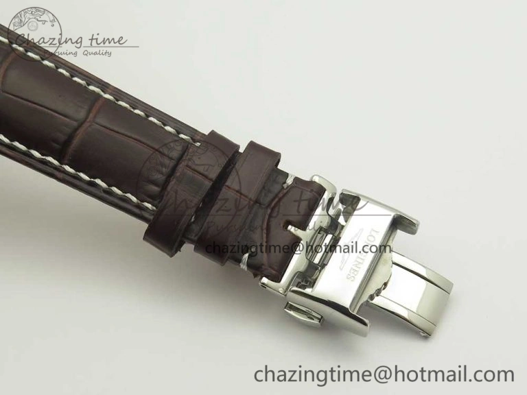 Master Moonphase Chronograph SS GSF 1:1 Best Edition White Dial on Brown Leather Strap A RelaxedFit 7583