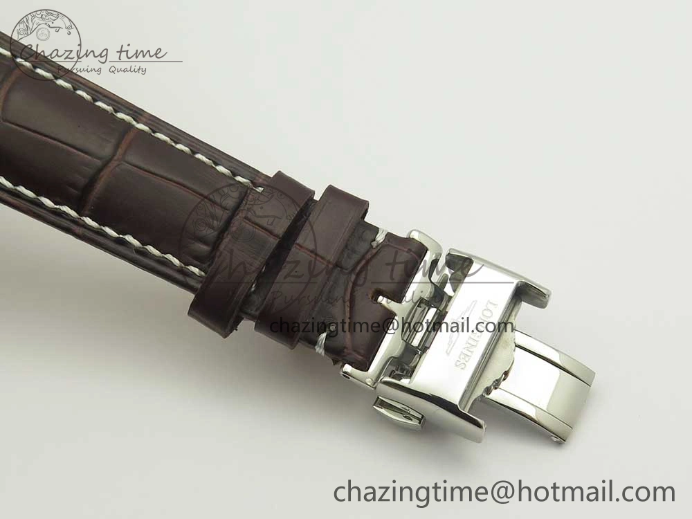 Master Moonphase Chronograph SS GSF 1:1 Best Edition White Dial on Brown Leather Strap A RelaxedFit 7583