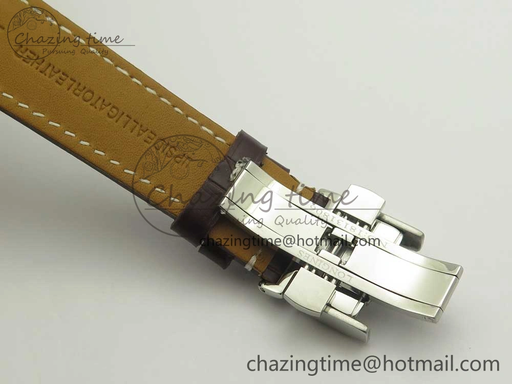 Master Moonphase Chronograph SS GSF 1:1 Best Edition White Dial on Brown Leather Strap A RelaxedFit 7583