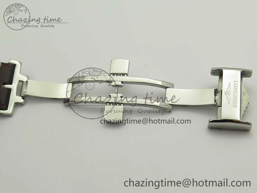 Master Moonphase Chronograph SS GSF 1:1 Best Edition White Dial on Brown Leather Strap A RelaxedFit 7583