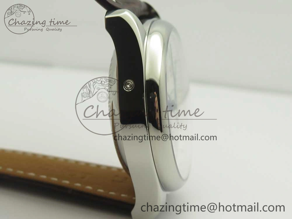 Master Moonphase Chronograph SS GSF 1:1 Best Edition White Dial on Brown Leather Strap A RelaxedFit 7583