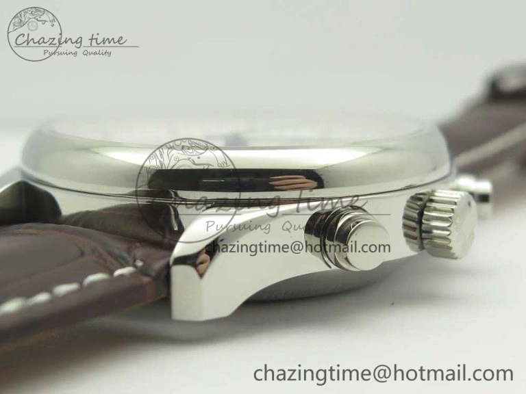 Master Moonphase Chronograph SS GSF 1:1 Best Edition White Dial on Brown Leather Strap A RelaxedFit 7583