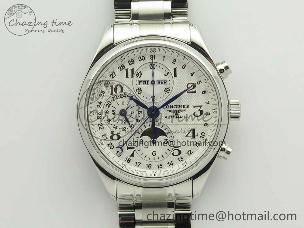 SportInspired Master Moonphase Chronograph SS GSF 1:1 Best Edition White Dial on SS Bracelet A 7585
