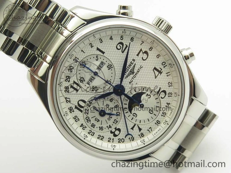 SportInspired Master Moonphase Chronograph SS GSF 1:1 Best Edition White Dial on SS Bracelet A 7585