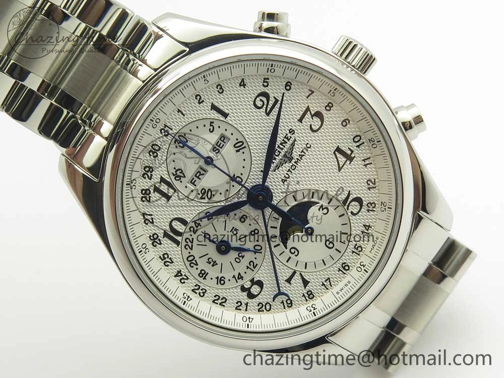 SportInspired Master Moonphase Chronograph SS GSF 1:1 Best Edition White Dial on SS Bracelet A 7585