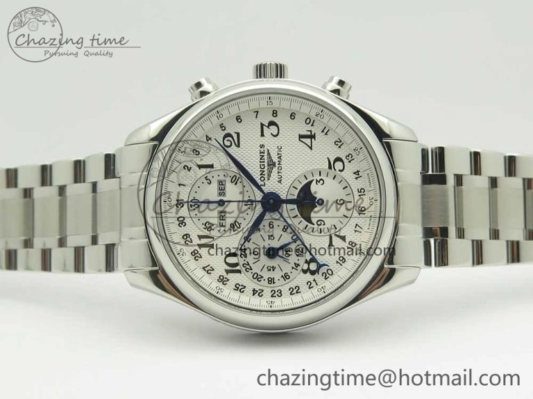 SportInspired Master Moonphase Chronograph SS GSF 1:1 Best Edition White Dial on SS Bracelet A 7585