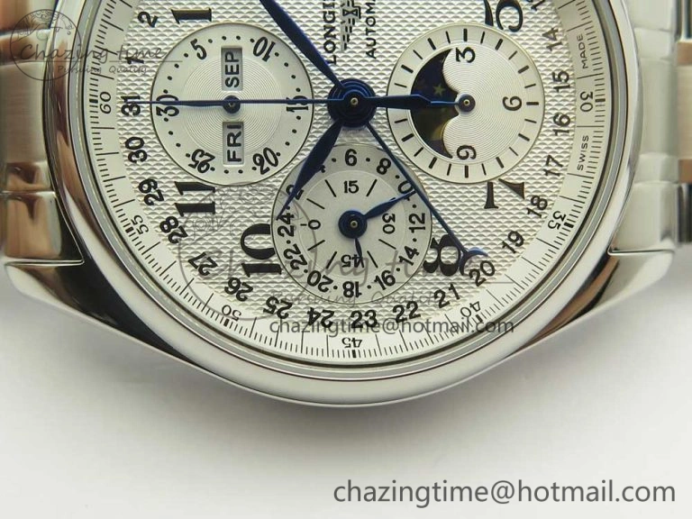 SportInspired Master Moonphase Chronograph SS GSF 1:1 Best Edition White Dial on SS Bracelet A 7585