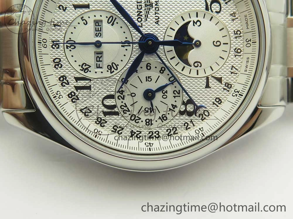 SportInspired Master Moonphase Chronograph SS GSF 1:1 Best Edition White Dial on SS Bracelet A 7585