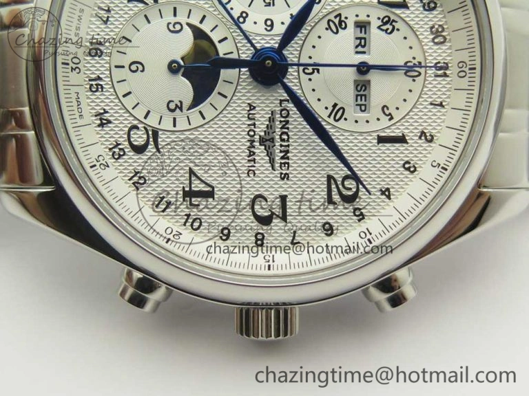 SportInspired Master Moonphase Chronograph SS GSF 1:1 Best Edition White Dial on SS Bracelet A 7585