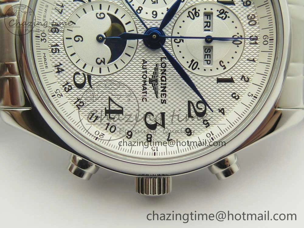 SportInspired Master Moonphase Chronograph SS GSF 1:1 Best Edition White Dial on SS Bracelet A 7585