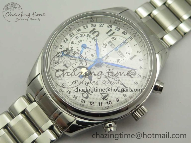 SportInspired Master Moonphase Chronograph SS GSF 1:1 Best Edition White Dial on SS Bracelet A 7585
