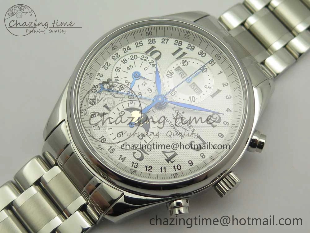 SportInspired Master Moonphase Chronograph SS GSF 1:1 Best Edition White Dial on SS Bracelet A 7585