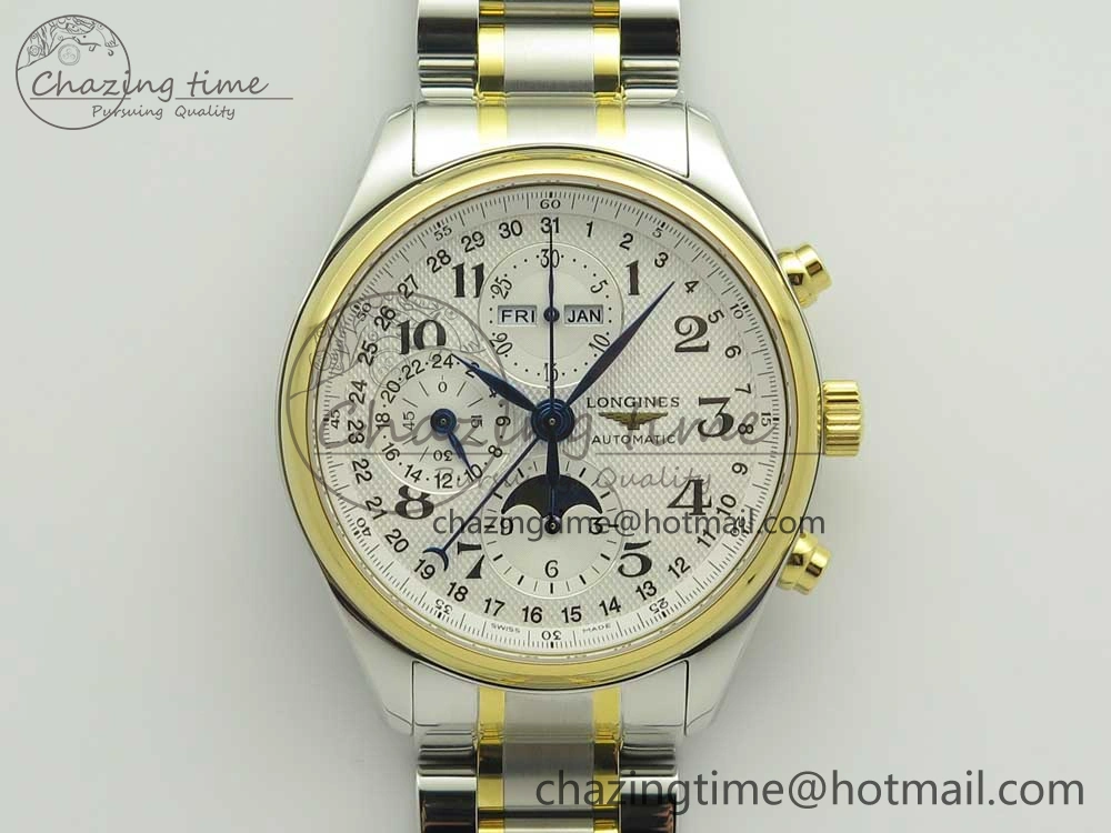 Master Moonphase Chronograph SS YG GSF 1:1 Best Edition White Dial on SS YG Bracelet A EyeCatching 7584
