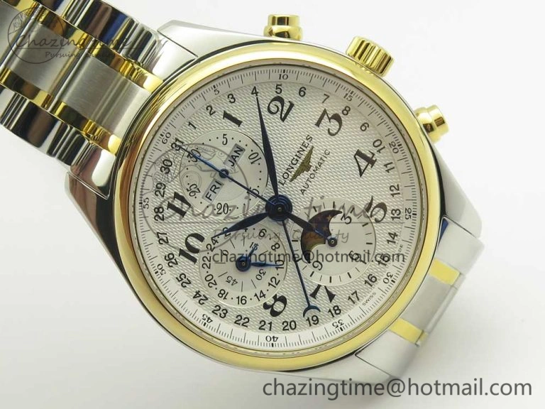 Master Moonphase Chronograph SS YG GSF 1:1 Best Edition White Dial on SS YG Bracelet A EyeCatching 7584