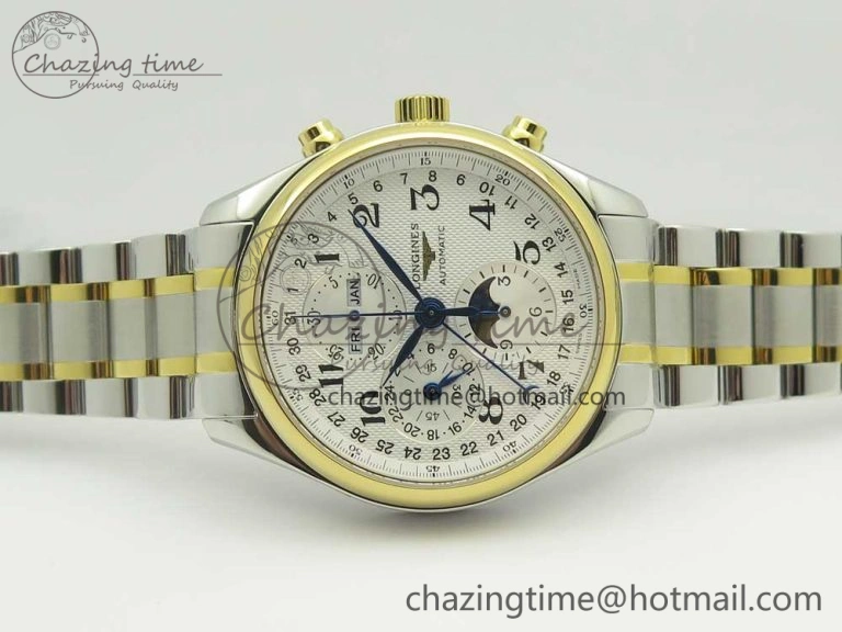 Master Moonphase Chronograph SS YG GSF 1:1 Best Edition White Dial on SS YG Bracelet A EyeCatching 7584