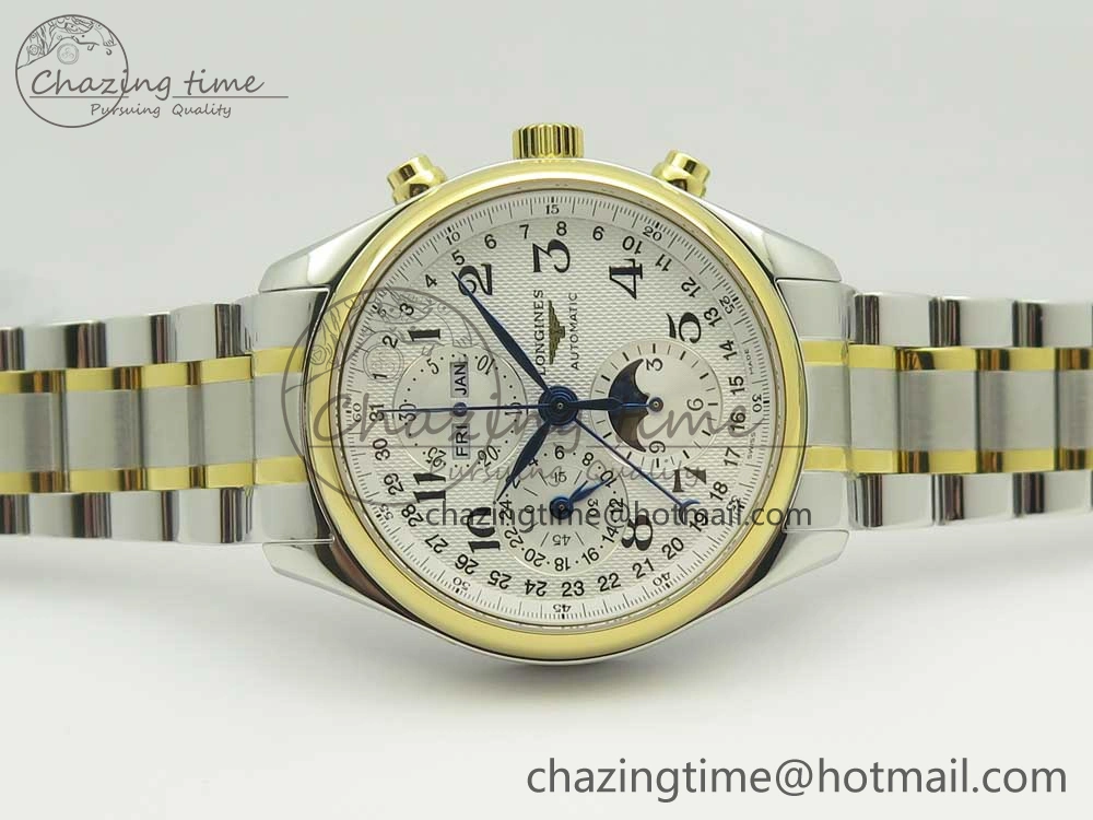 Master Moonphase Chronograph SS YG GSF 1:1 Best Edition White Dial on SS YG Bracelet A EyeCatching 7584