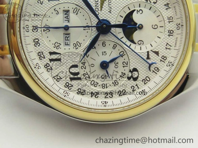 Master Moonphase Chronograph SS YG GSF 1:1 Best Edition White Dial on SS YG Bracelet A EyeCatching 7584