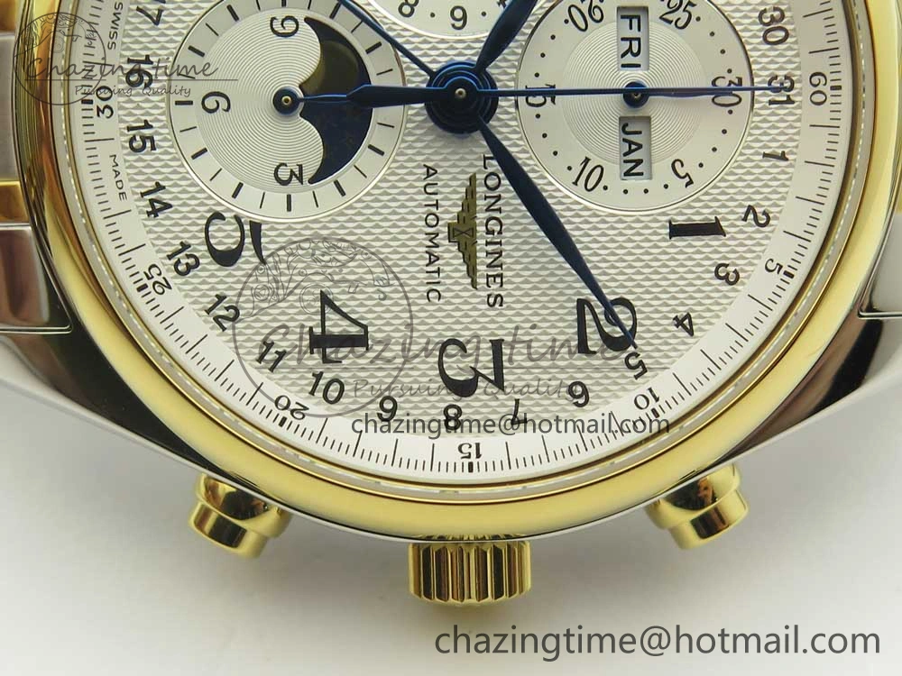 Master Moonphase Chronograph SS YG GSF 1:1 Best Edition White Dial on SS YG Bracelet A EyeCatching 7584