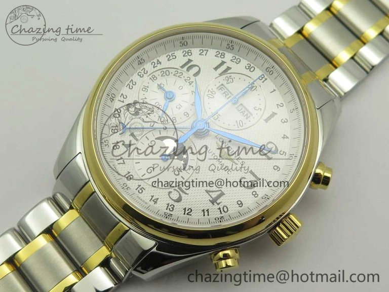 Master Moonphase Chronograph SS YG GSF 1:1 Best Edition White Dial on SS YG Bracelet A EyeCatching 7584