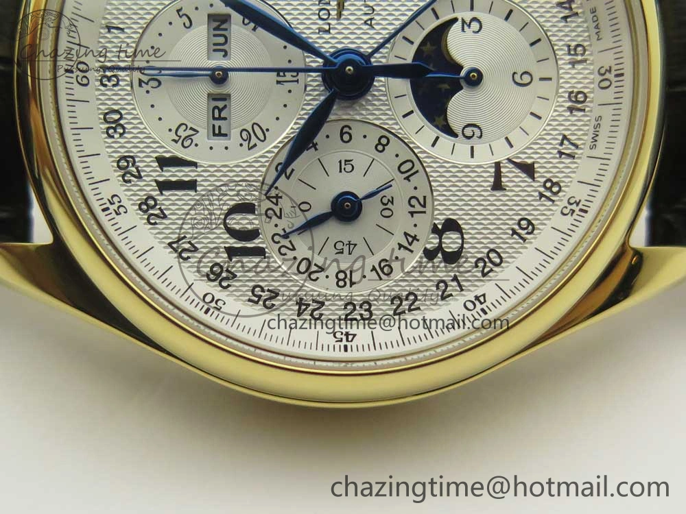 Master Moonphase Chronograph YG GSF 1:1 Best Edition White Dial on Brown Leather Strap A UrbanChic 7586