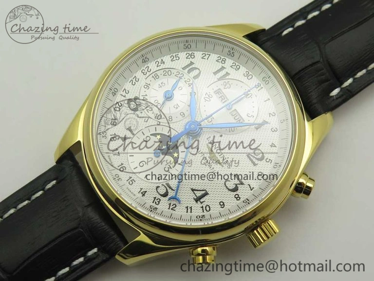 Master Moonphase Chronograph YG GSF 1:1 Best Edition White Dial on Brown Leather Strap A UrbanChic 7586