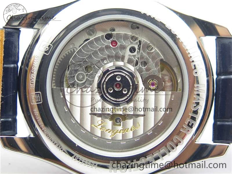 Comfortable Master Moonphase L2.909.4.78.3 SS GSF 1:1 Best Edtion Blue Dial Crystal Markers On Blue Leather Strap A899 V 7569