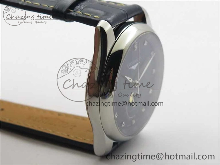 Comfortable Master Moonphase L2.909.4.78.3 SS GSF 1:1 Best Edtion Blue Dial Crystal Markers On Blue Leather Strap A899 V 7569