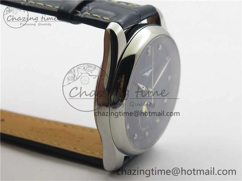Comfortable Master Moonphase L2.909.4.78.3 SS GSF 1:1 Best Edtion Blue Dial Crystal Markers On Blue Leather Strap A899 V 7569