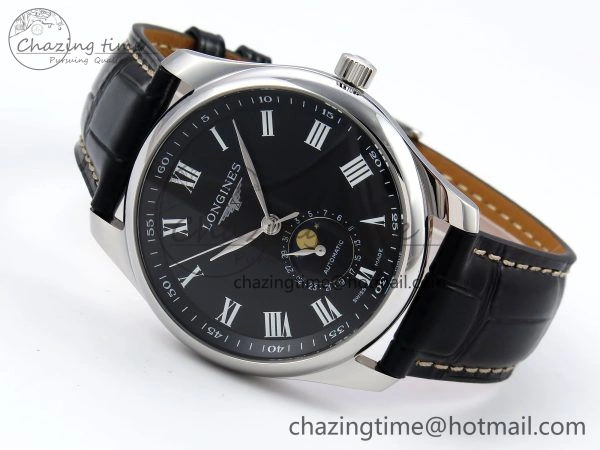 Colorful Master Moonphase SS APSF 1:1 Best Edition Black Roman Dial on Black Leather Strap AL 7547