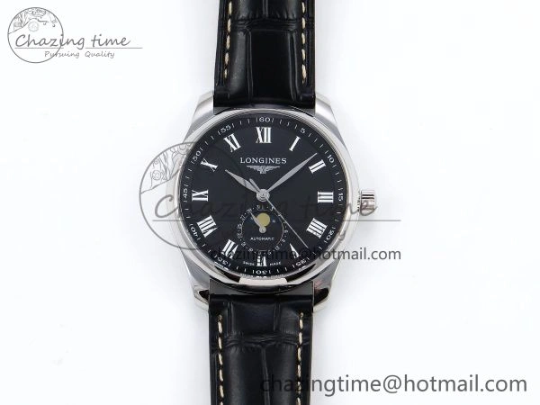 Colorful Master Moonphase SS APSF 1:1 Best Edition Black Roman Dial on Black Leather Strap AL 7547