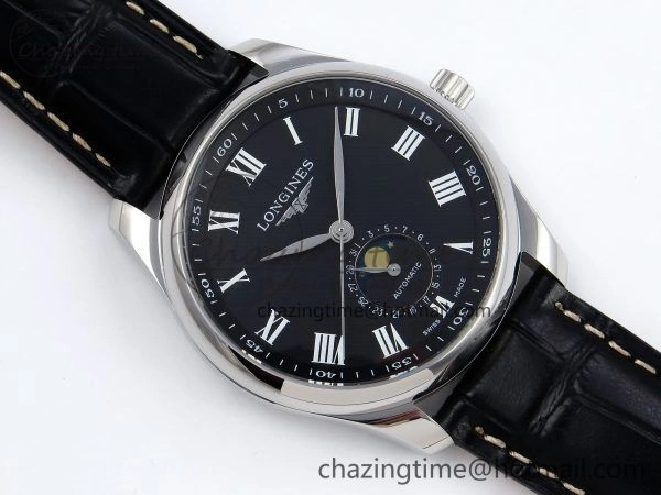 Colorful Master Moonphase SS APSF 1:1 Best Edition Black Roman Dial on Black Leather Strap AL 7547